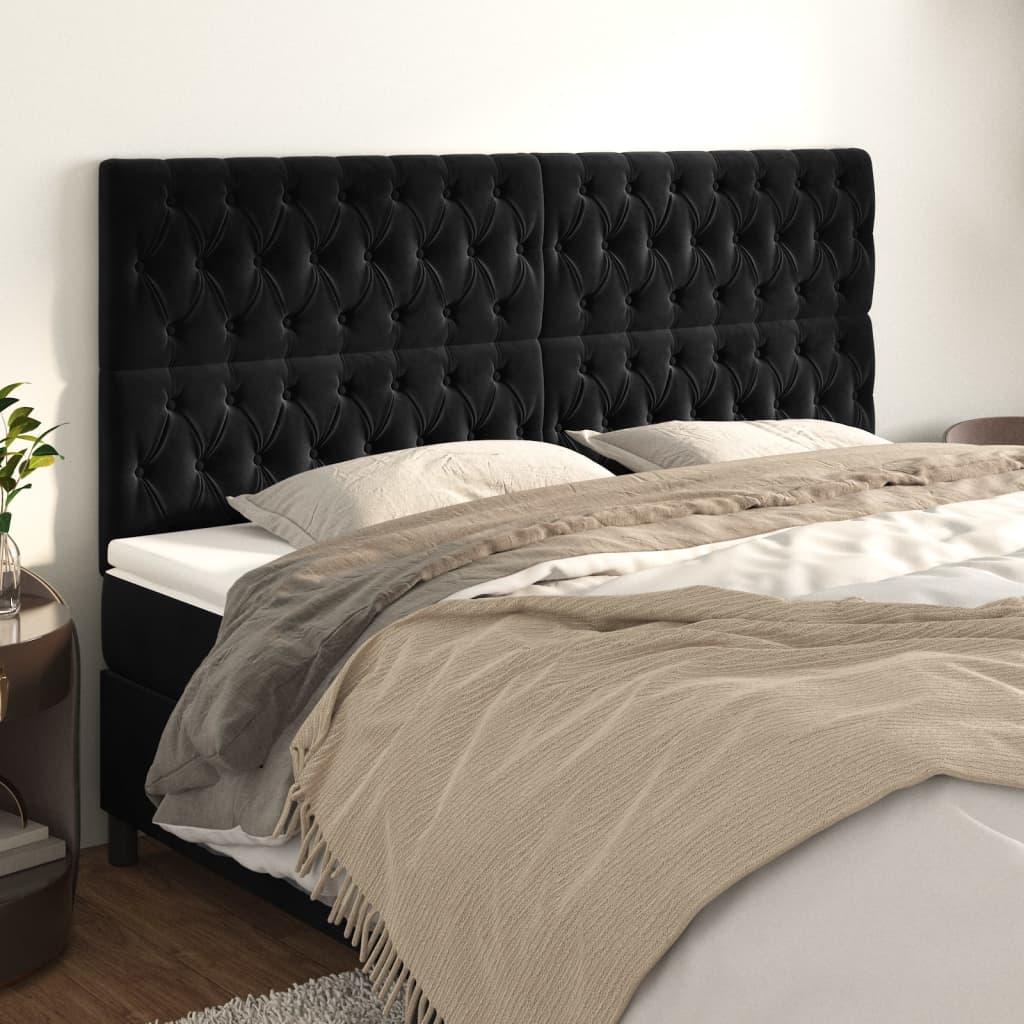 Κεφαλάρι Μαύρο Βελούδινο 180x7x118/128 εκ. - Pakobazaar