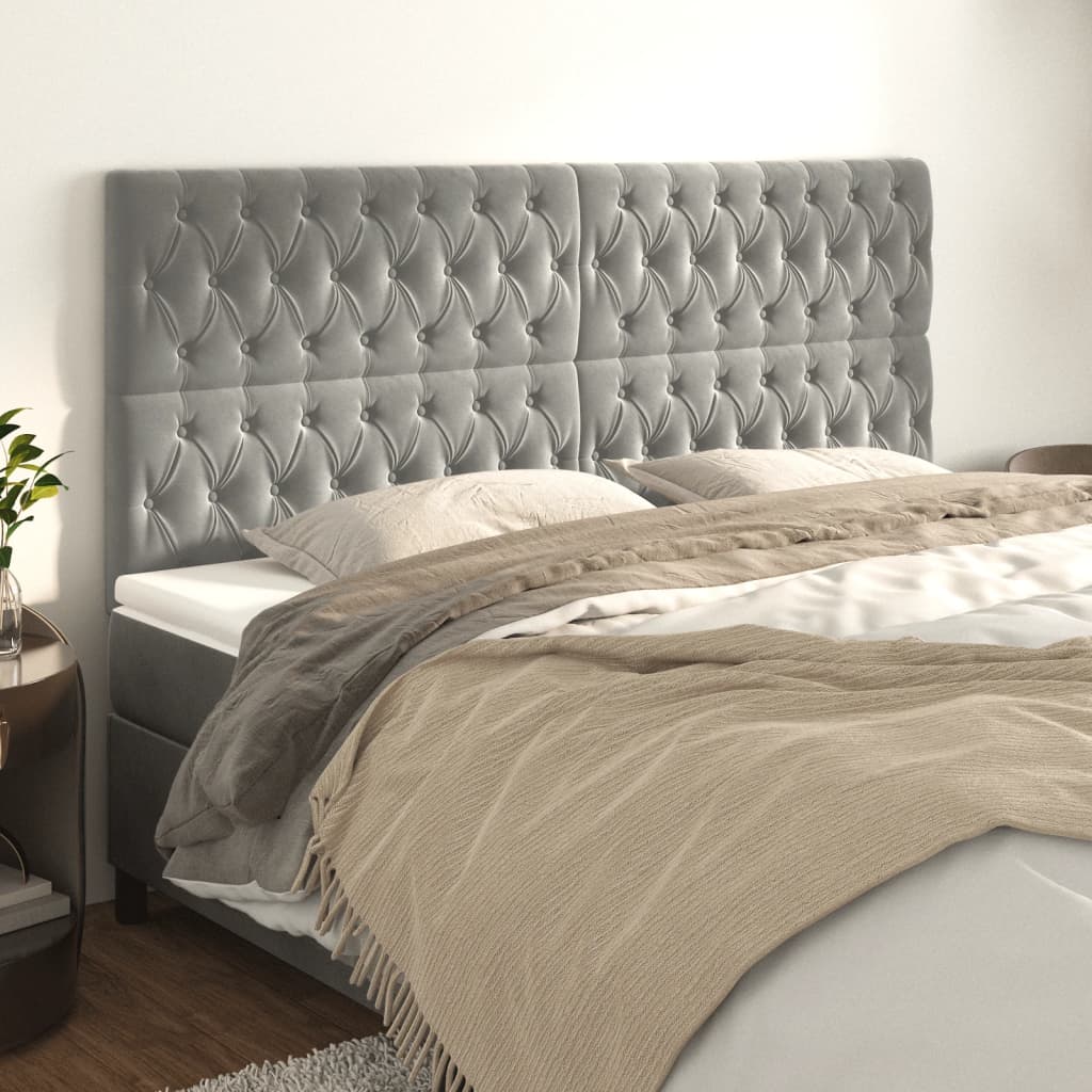 Κεφαλάρι Ανοιχτό Γκρι 200x7x118/128 εκ. Βελούδο - PAKOBAZAAR