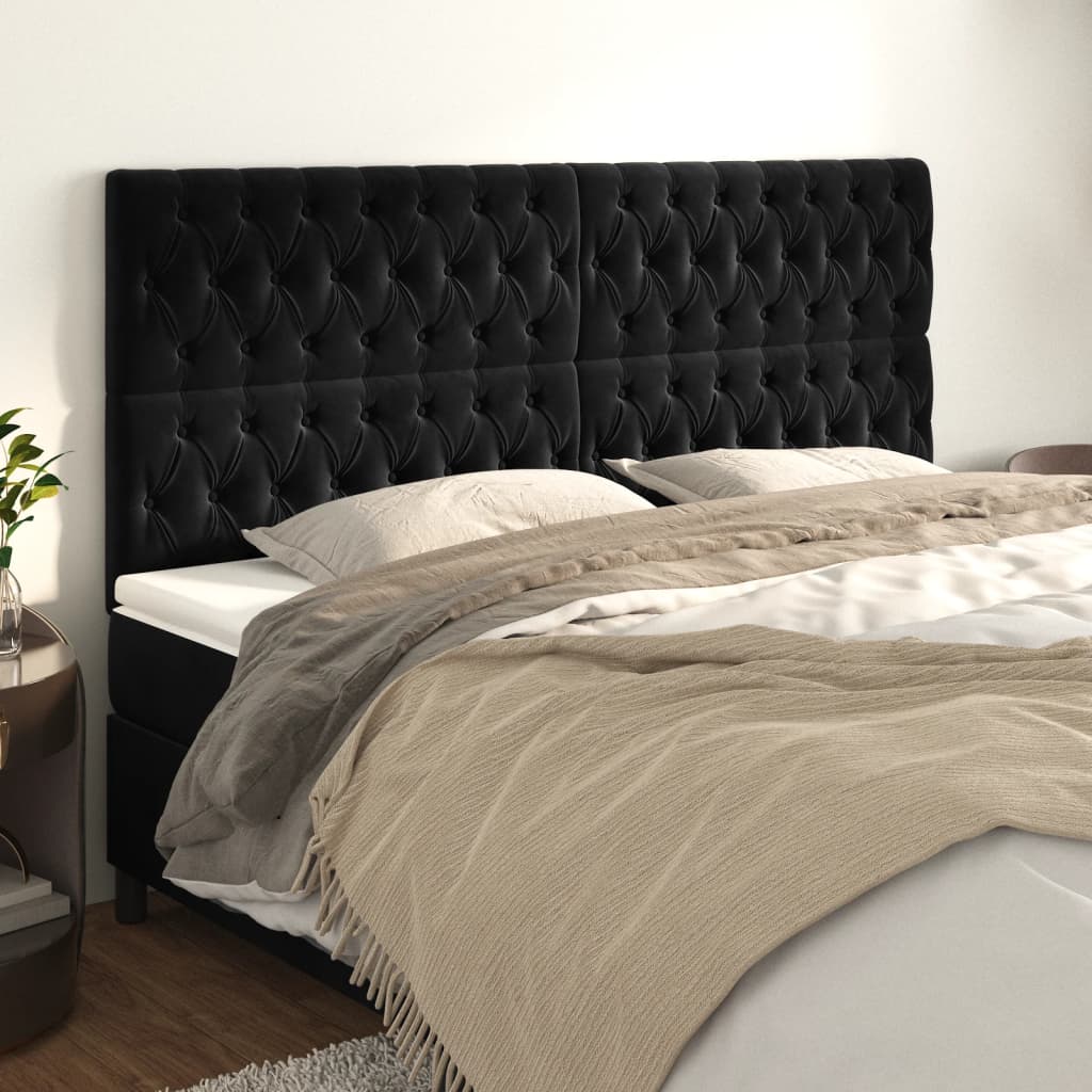 Κεφαλάρι Μαύρο Βελούδινο 200x7x118/128 εκ. - PAKOBAZAAR