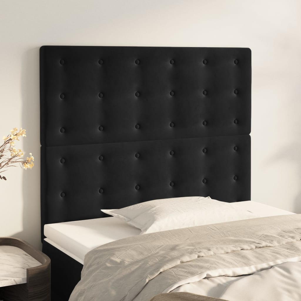 Κεφαλάρι Μαύρο Βελούδινο 90x5x118/128 εκ. - Pakobazaar