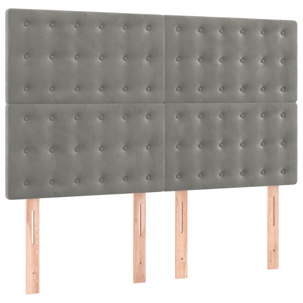 Κεφαλάρι Ανοιχτό Γκρι Βελούδο 144x5x118/128 εκ. - Pakobazaar