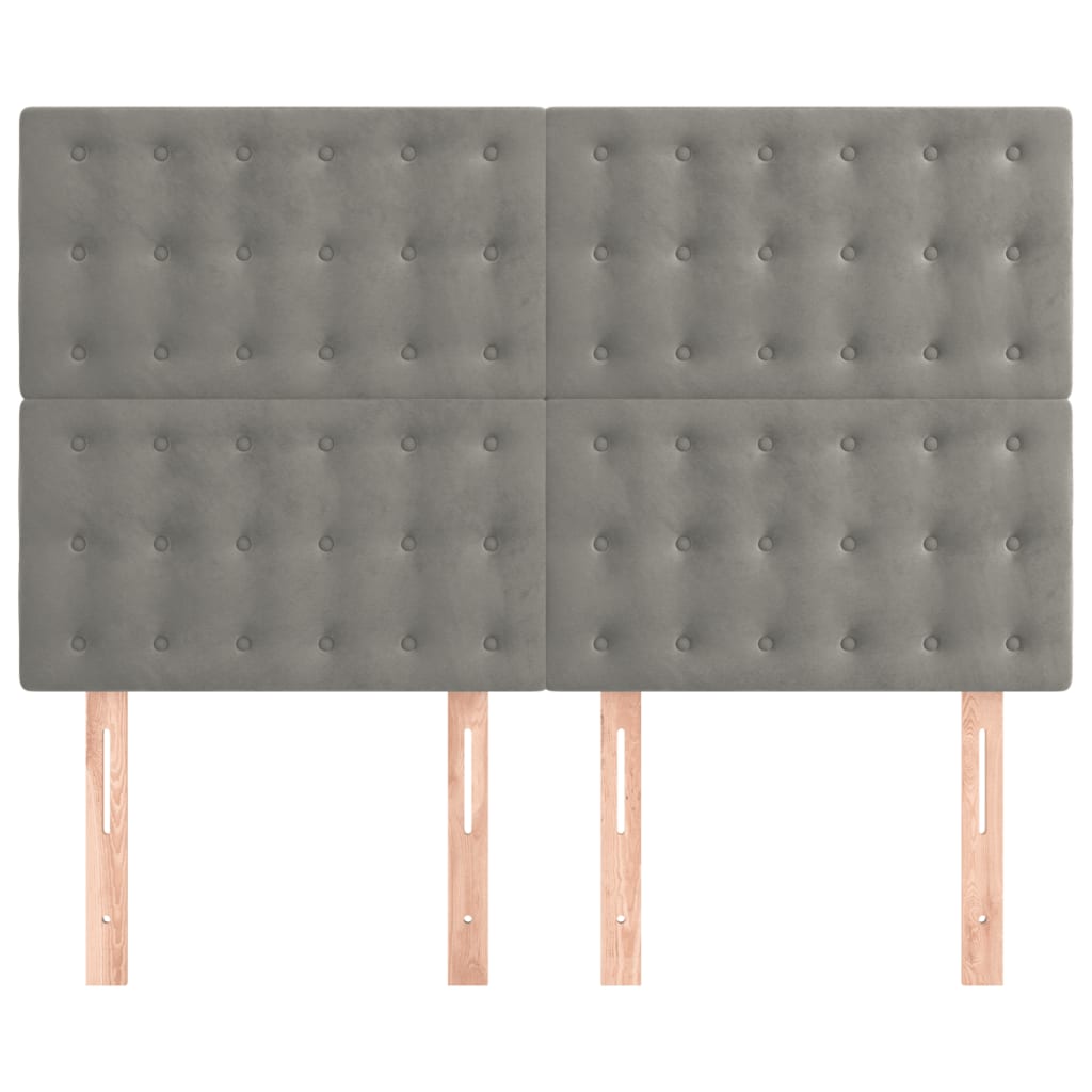 Κεφαλάρι Ανοιχτό Γκρι Βελούδο 144x5x118/128 εκ. - Pakobazaar