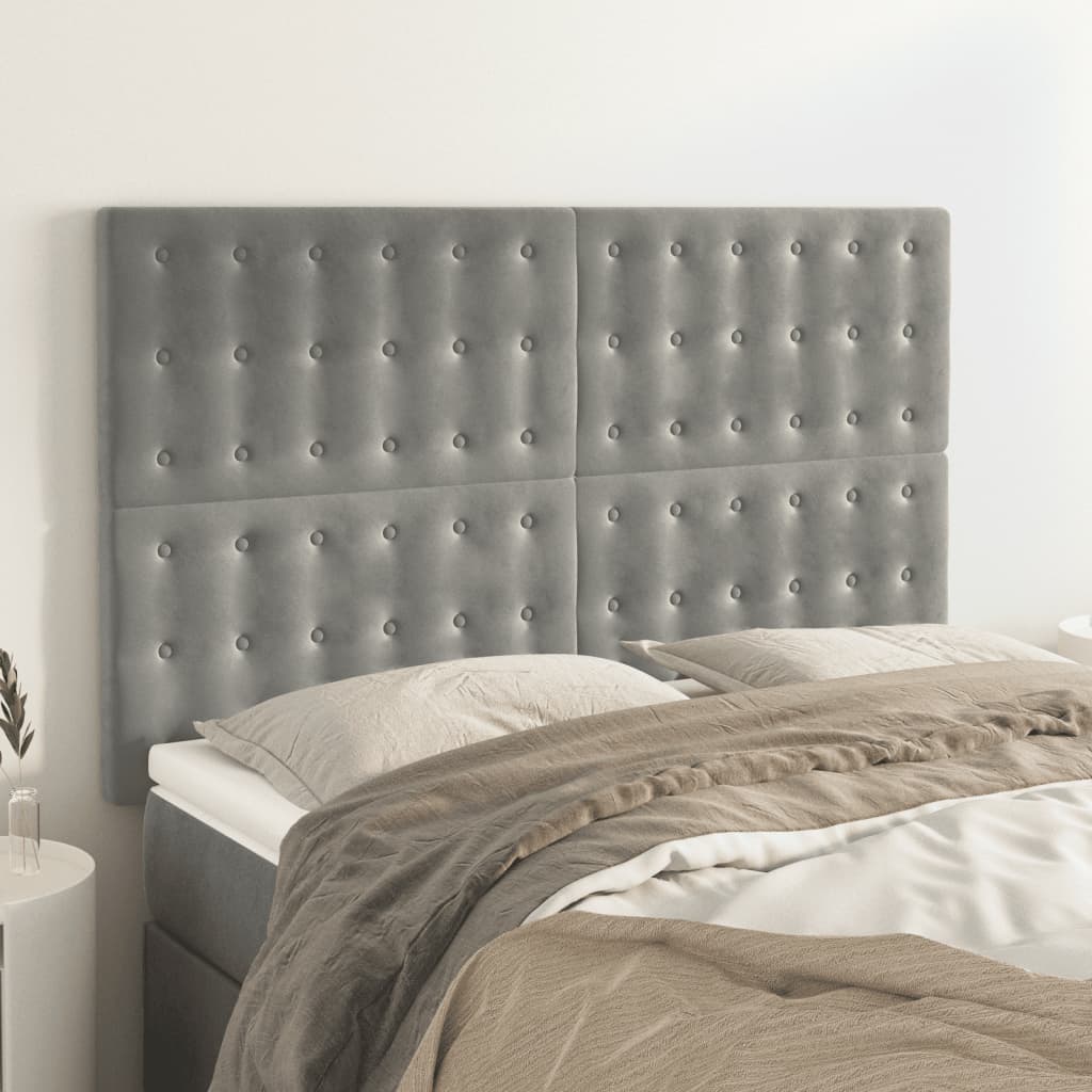 Κεφαλάρι Ανοιχτό Γκρι Βελούδο 144x5x118/128 εκ. - Pakobazaar