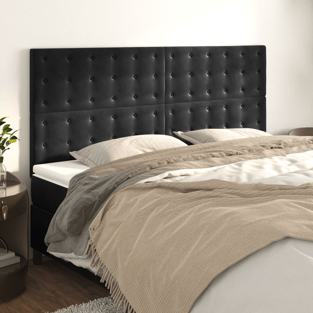 Κεφαλάρι Μαύρο Βελούδινο 180x5x118/128 εκ. - Pakobazaar