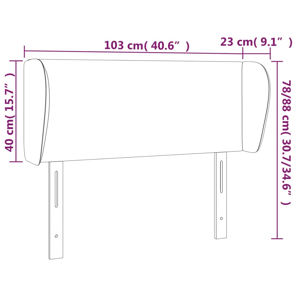 Κεφαλάρι με Πτερύγια Κρεμ 103x23x78/88 εκ. Υφασμάτινο - PAKOBAZAAR