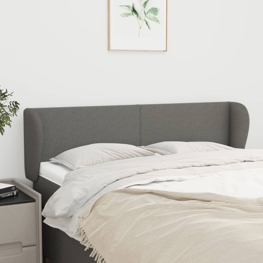 Κεφαλάρι με Πτερύγια Σκούρο Γκρι 147 x 23 x 78/88εκ. Υφασμάτινο - PAKOBAZAAR