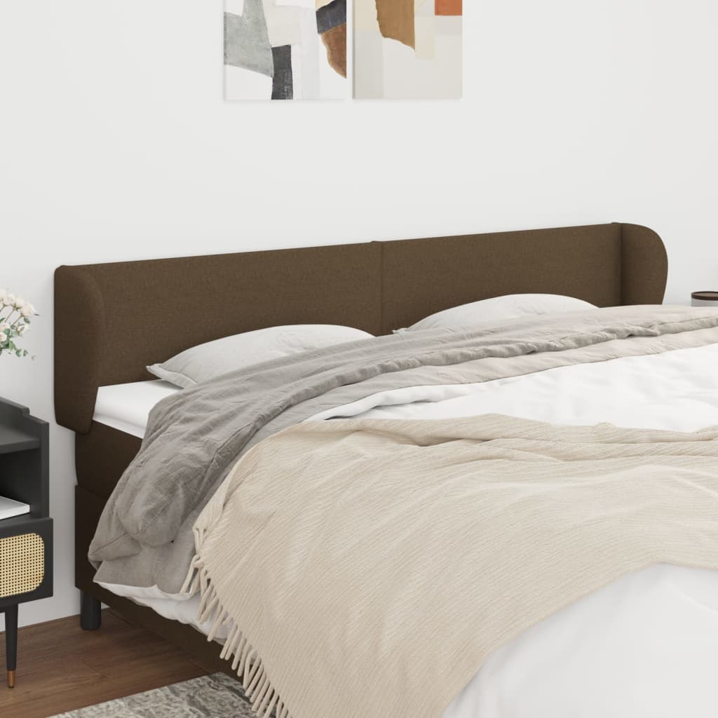 Κεφαλάρι με Πτερύγια Σκούρο Καφέ 163x23x78/88 εκ. Υφασμάτινο - PAKOBAZAAR