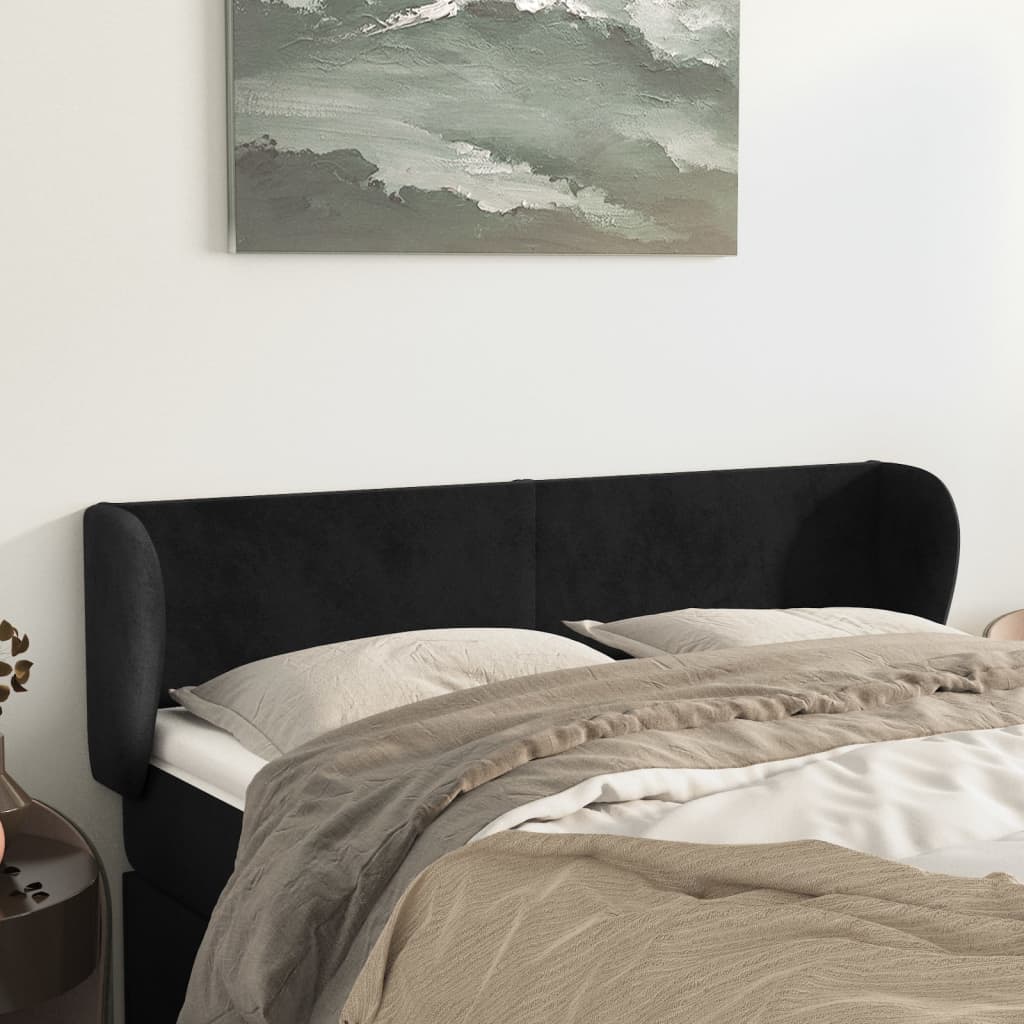 Κεφαλάρι με Πτερύγια Μαύρο 147x23x78/88 εκ. Βελούδινο - PAKOBAZAAR
