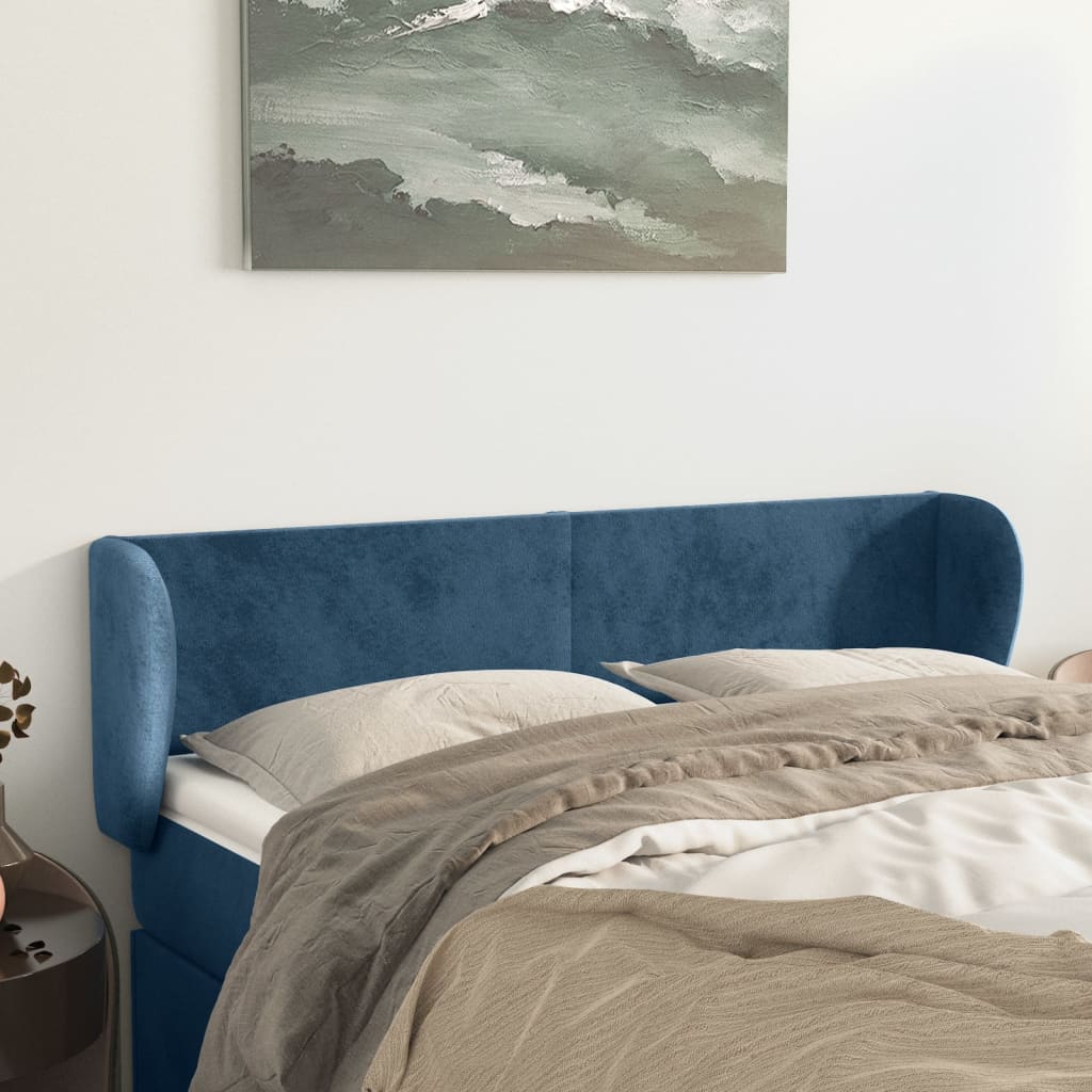 Κεφαλάρι με Πτερύγια Σκούρο Μπλε 147x23x78/88 εκ. Βελούδινο - PAKOBAZAAR