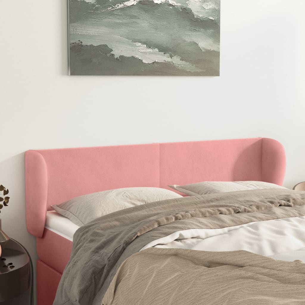Κεφαλάρι με Πτερύγια Ροζ 147x23x78/88 εκ. Βελούδινο - PAKOBAZAAR