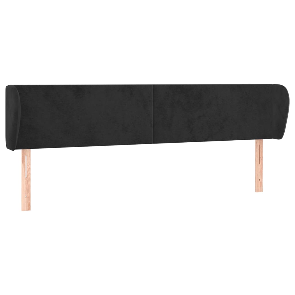 Κεφαλάρι με Πτερύγια Μαύρο 163x23x78/88 εκ. Βελούδινο - PAKOBAZAAR