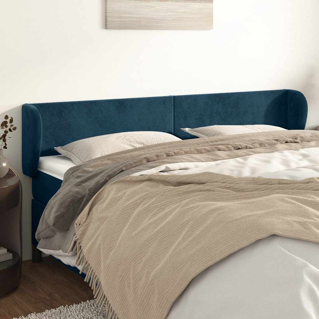 Κεφαλάρι με Πτερύγια Σκούρο Μπλε 163x23x78/88 εκ. Βελούδινο