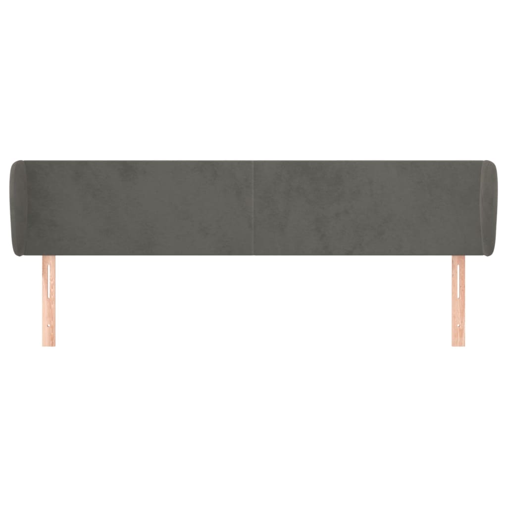 Κεφαλάρι με Πτερύγια Σκούρο Γκρι 183x23x78/88 εκ. Βελούδινο - PAKOBAZAAR