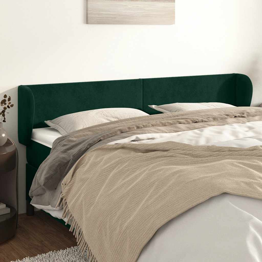 Κεφαλάρι με Πτερύγια Σκούρο Πράσινο 183x23x78/88 εκ. Βελούδινο - PAKOBAZAAR