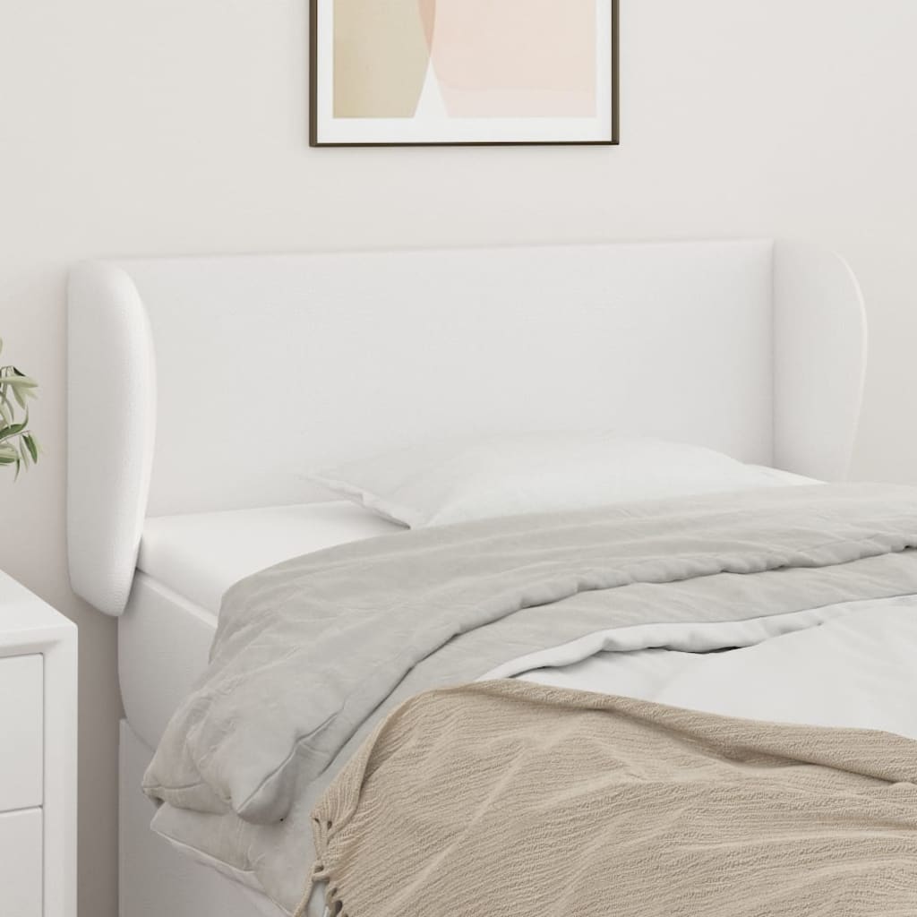 Κεφαλάρι με Πτερύγια Λευκό 93x23x78/88 εκ. Συνθετικό Δέρμα - PAKOBAZAAR