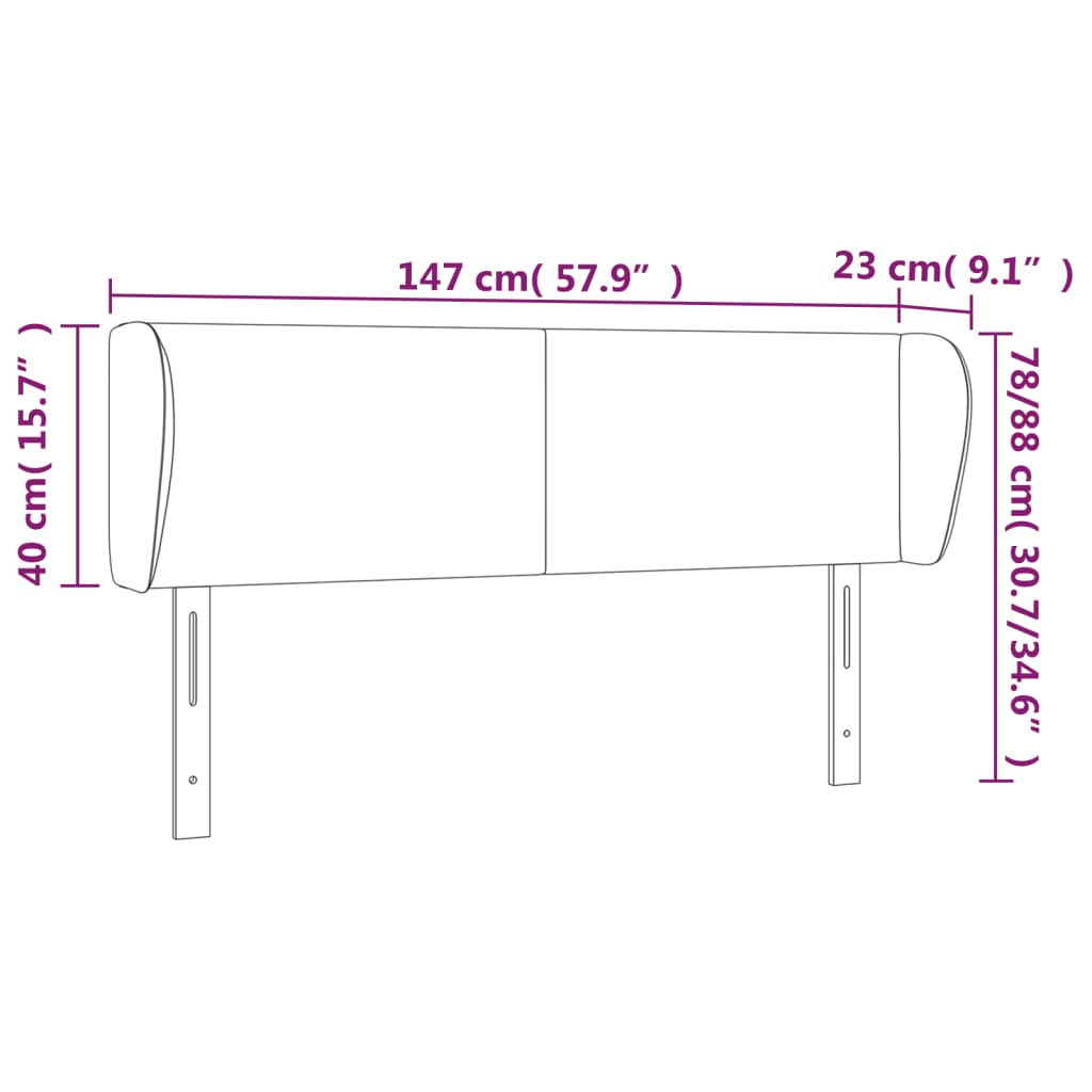 Κεφαλάρι με Πτερύγια Μαύρο 147 x 23 x 78/88 εκ. Συνθετικό Δέρμα - PAKOBAZAAR