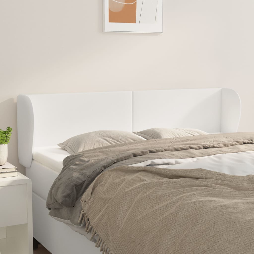 Κεφαλάρι με Πτερύγια Λευκό 147 x 23 x 78/88 εκ. Συνθετικό Δέρμα - PAKOBAZAAR