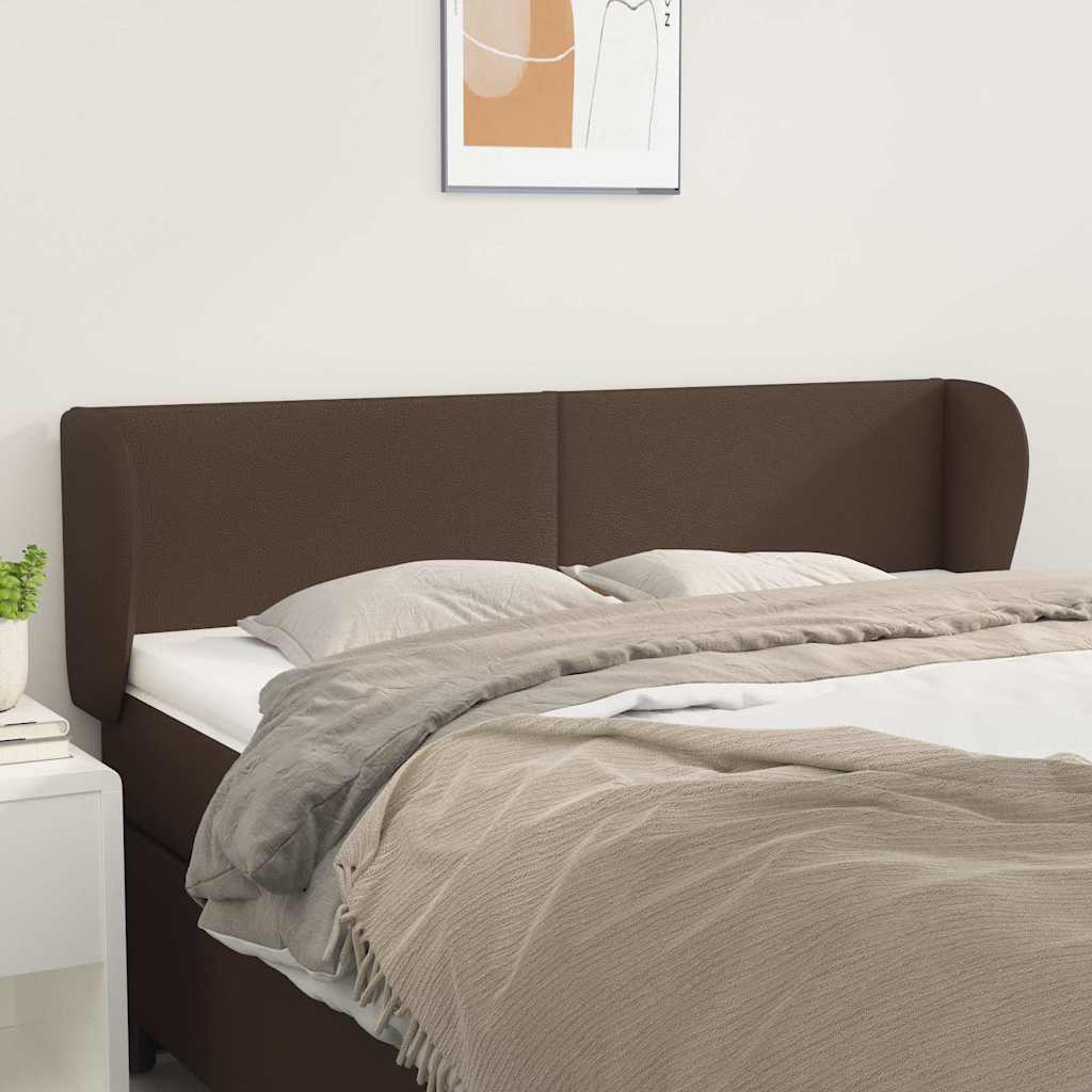 Κεφαλάρι με Πτερύγια Καφέ 147x23x78/88 εκ. Συνθετικό Δέρμα - Pakobazaar