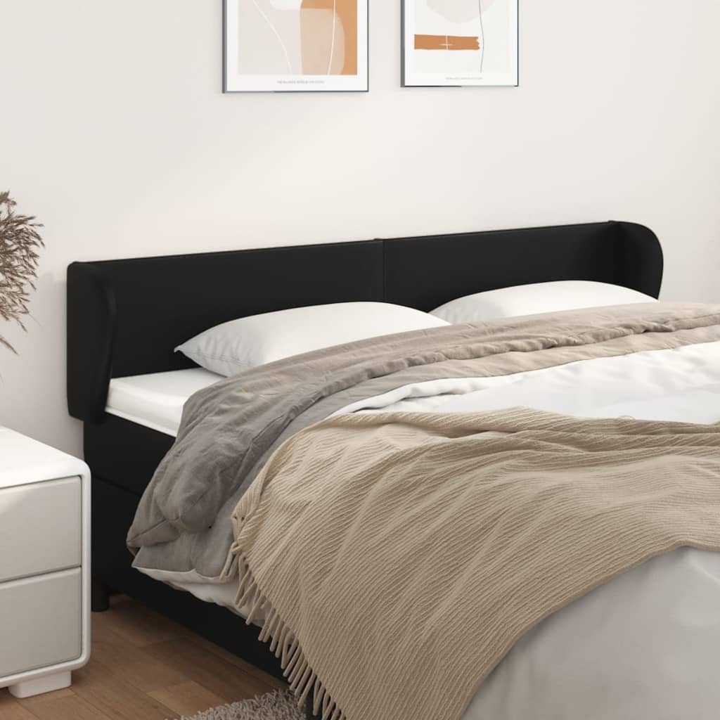 Κεφαλάρι με Πτερύγια Μαύρο 163x23x78/88 εκ. Συνθετικό Δέρμα - PAKOBAZAAR