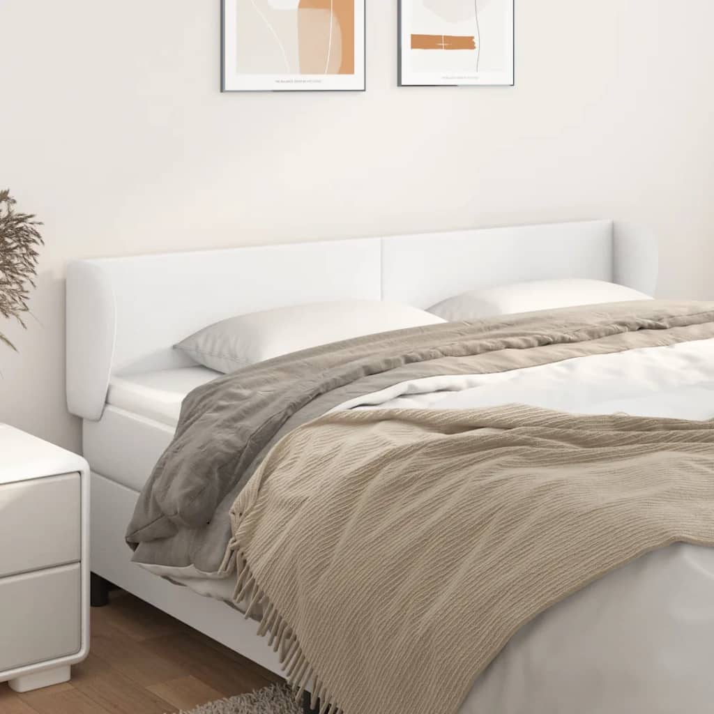 Κεφαλάρι με Πτερύγια Λευκό 163x23x78/88 εκ. Συνθετικό Δέρμα - PAKOBAZAAR