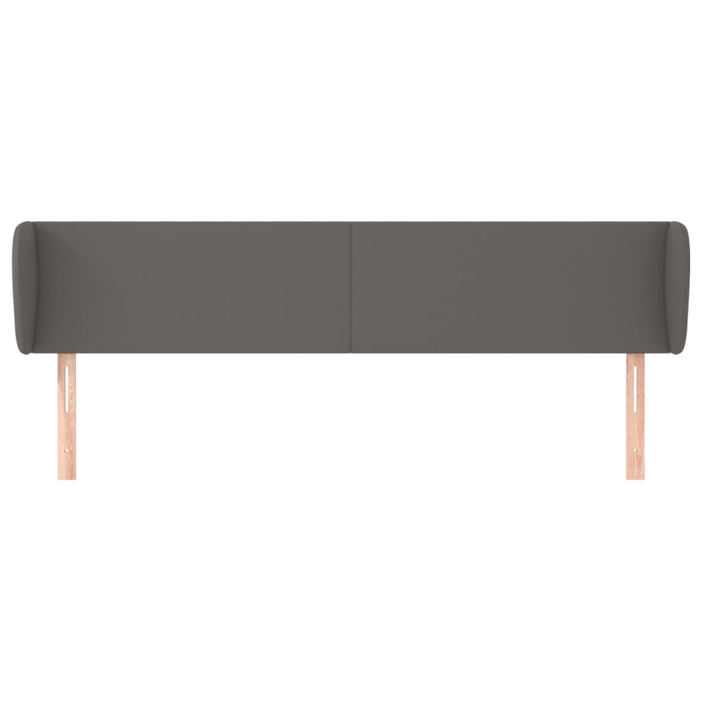 Κεφαλάρι με Πτερύγια Γκρι 163x23x78/88 εκ. Συνθετικό Δέρμα - PAKOBAZAAR