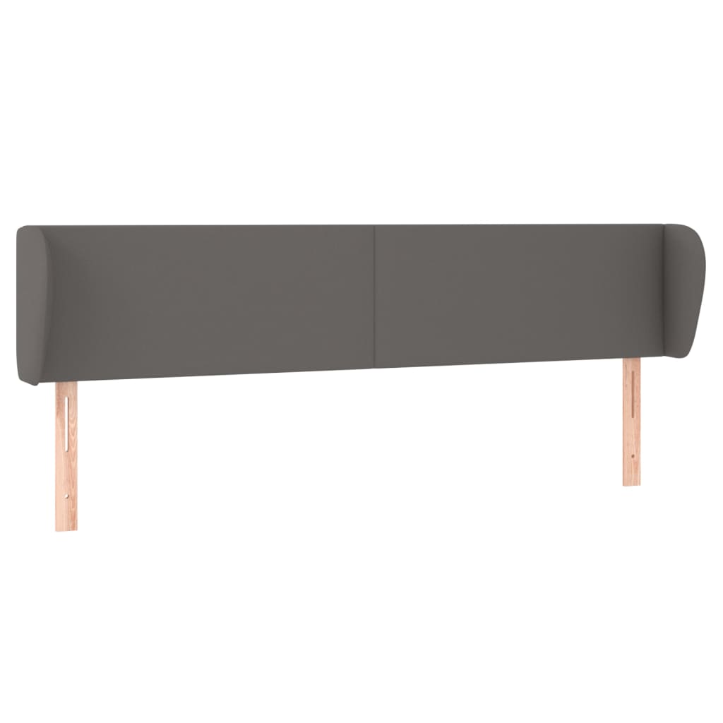 Κεφαλάρι με Πτερύγια Γκρι 183x23x78/88 εκ. Συνθετικό Δέρμα - PAKOBAZAAR