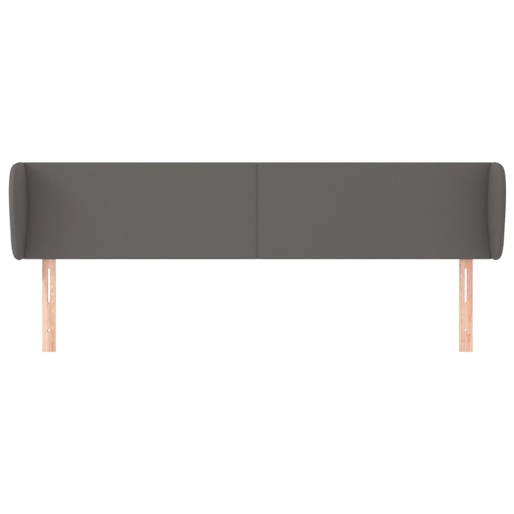 Κεφαλάρι με Πτερύγια Γκρι 183x23x78/88 εκ. Συνθετικό Δέρμα - PAKOBAZAAR