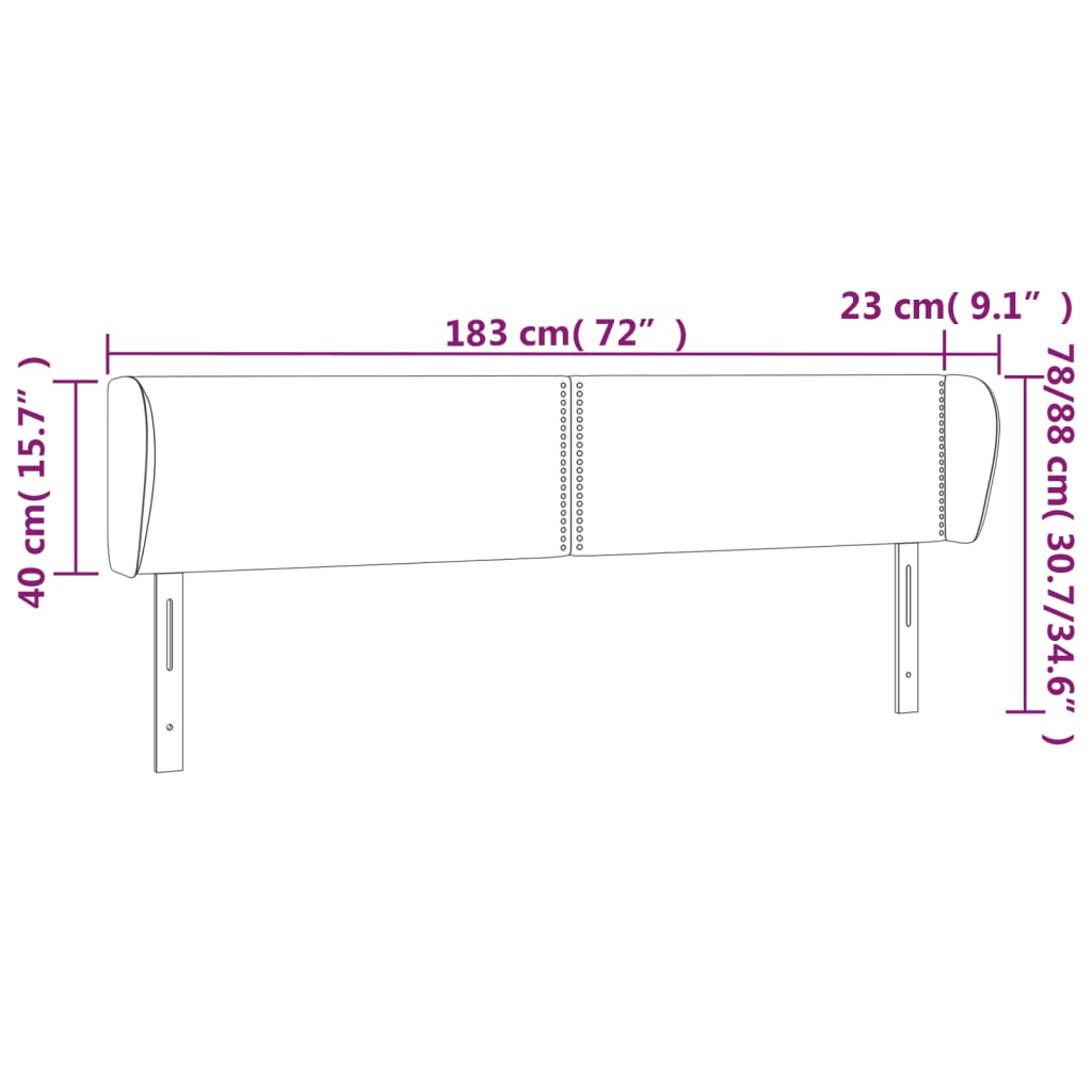 Κεφαλάρι με Πτερύγια Κρεμ 183x23x78/88 εκ. Υφασμάτινο - PAKOBAZAAR