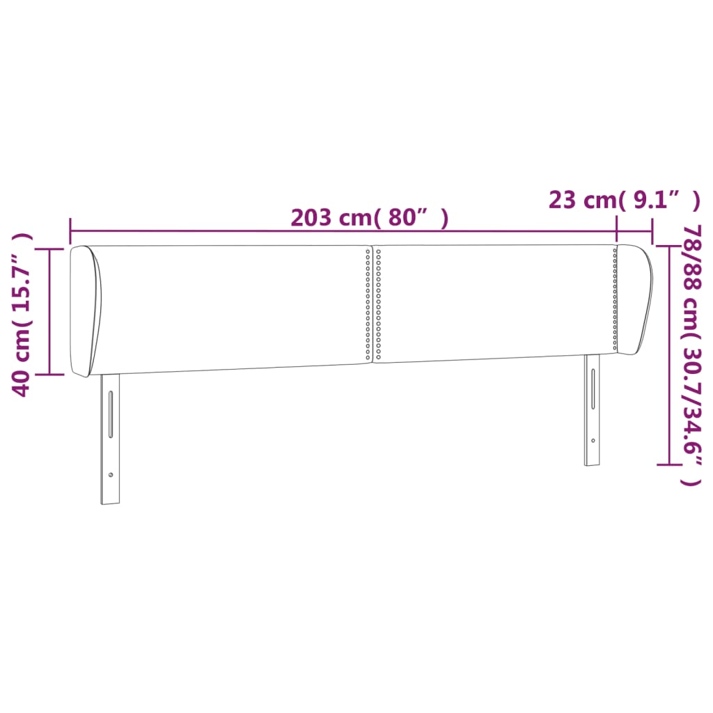 Κεφαλάρι με Πτερύγια Ανοιχτό Γκρι 203x23x78/88 εκ. Υφασμάτινο - PAKOBAZAAR