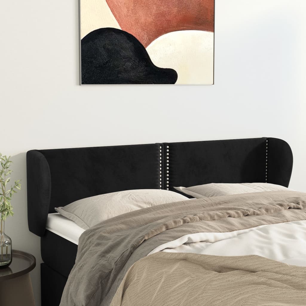 Κεφαλάρι με Πτερύγια Μαύρο 147x23x78/88 εκ. Βελούδινο - PAKOBAZAAR