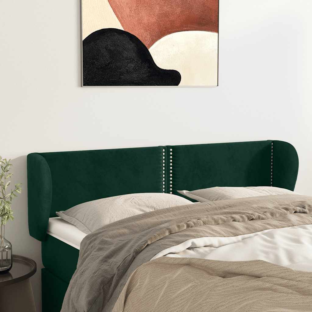 Κεφαλάρι με Πτερύγια Σκούρο Πράσινο 147x23x78/88 εκ. Βελούδινο