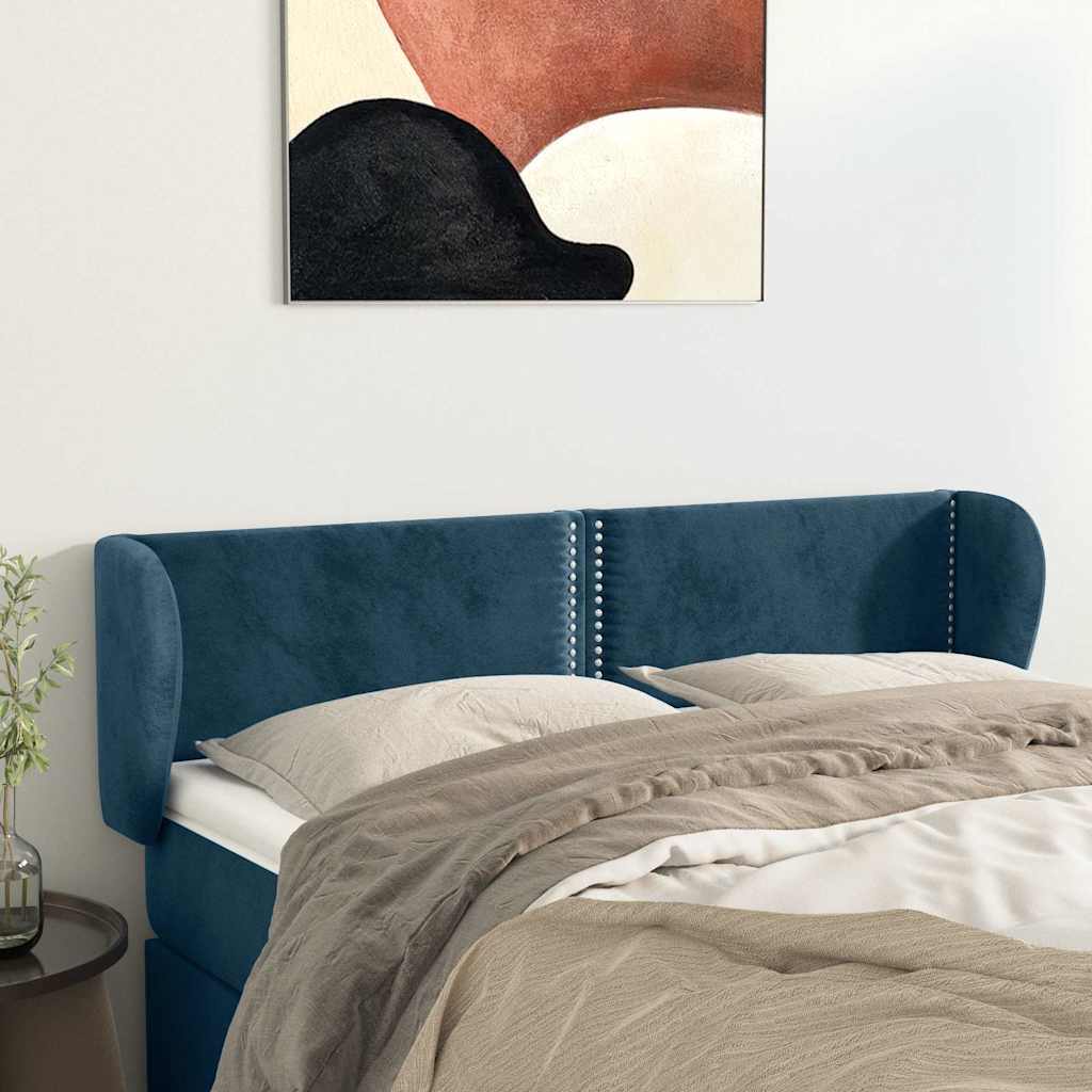 Κεφαλάρι με Πτερύγια Σκούρο Μπλε 147x23x78/88 εκ. Βελούδινο - Pakobazaar