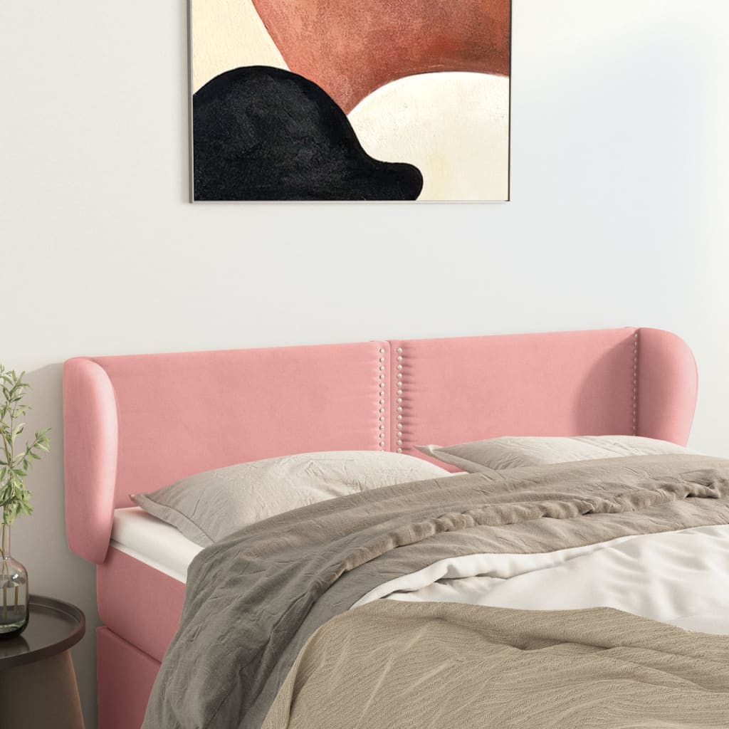Κεφαλάρι με Πτερύγια Ροζ 147x23x78/88 εκ. Βελούδινο - Pakobazaar