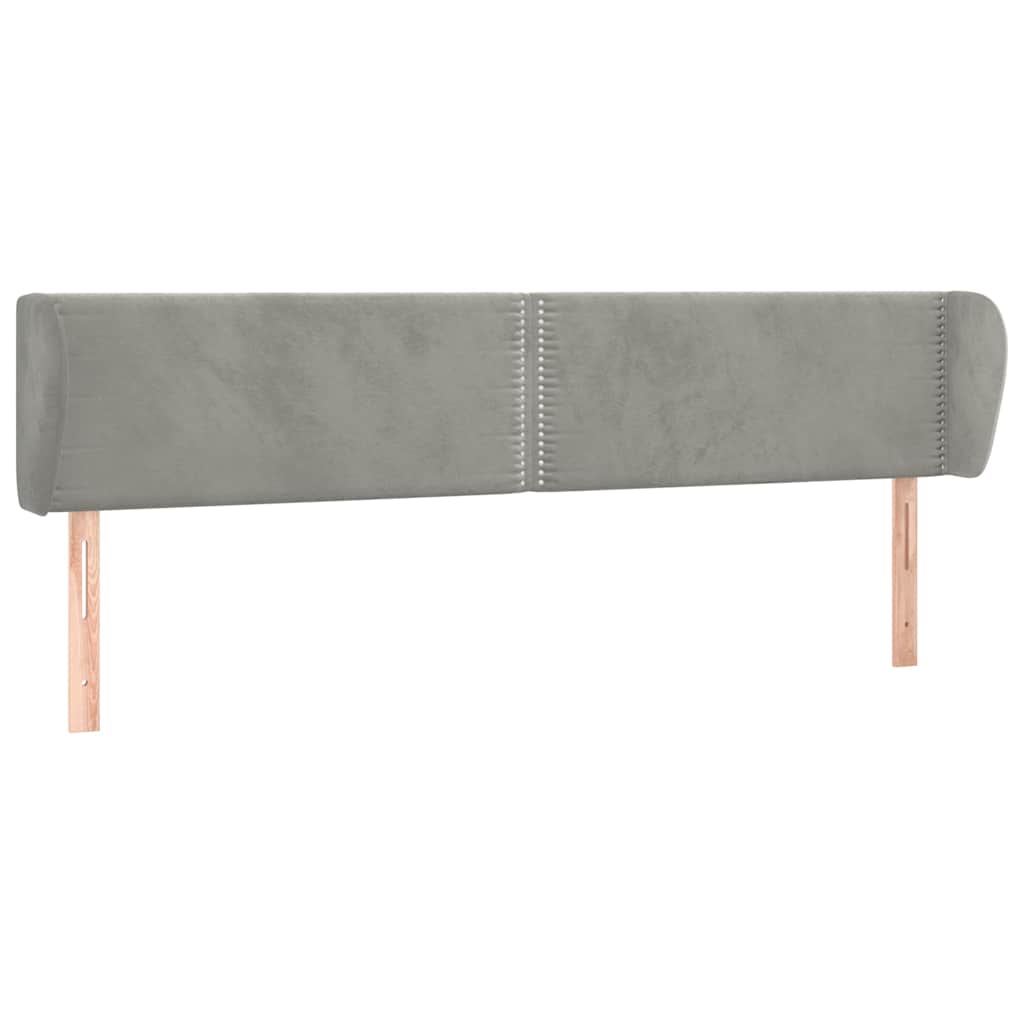 Κεφαλάρι με Πτερύγια Ανοιχτό Γκρι 163x23x78/88 εκ. Βελούδινο - Pakobazaar