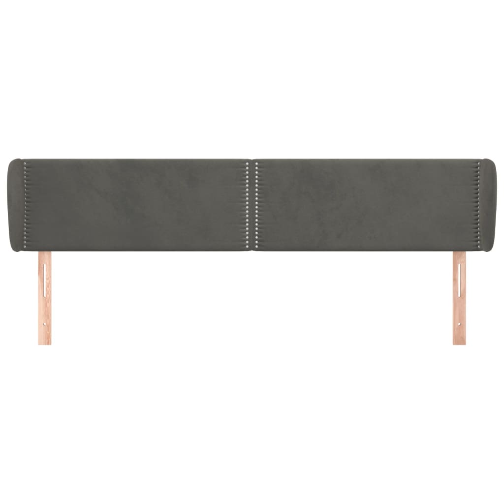 Κεφαλάρι με Πτερύγια Σκούρο Γκρι 163x23x78/88 εκ. Βελούδινο - PAKOBAZAAR