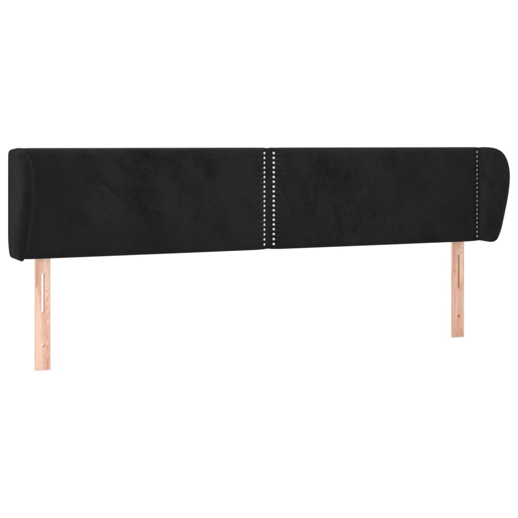 Κεφαλάρι με Πτερύγια Μαύρο 163x23x78/88 εκ. Βελούδινο - PAKOBAZAAR