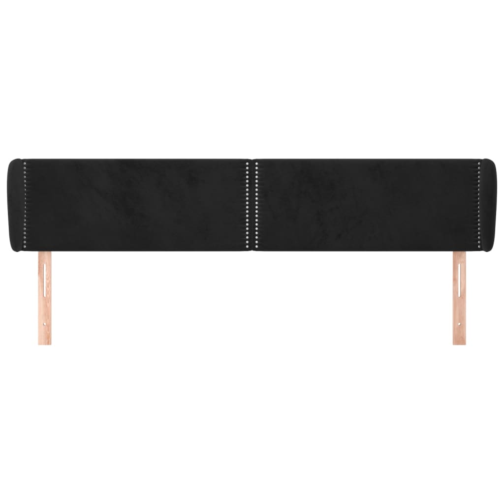 Κεφαλάρι με Πτερύγια Μαύρο 163x23x78/88 εκ. Βελούδινο - PAKOBAZAAR