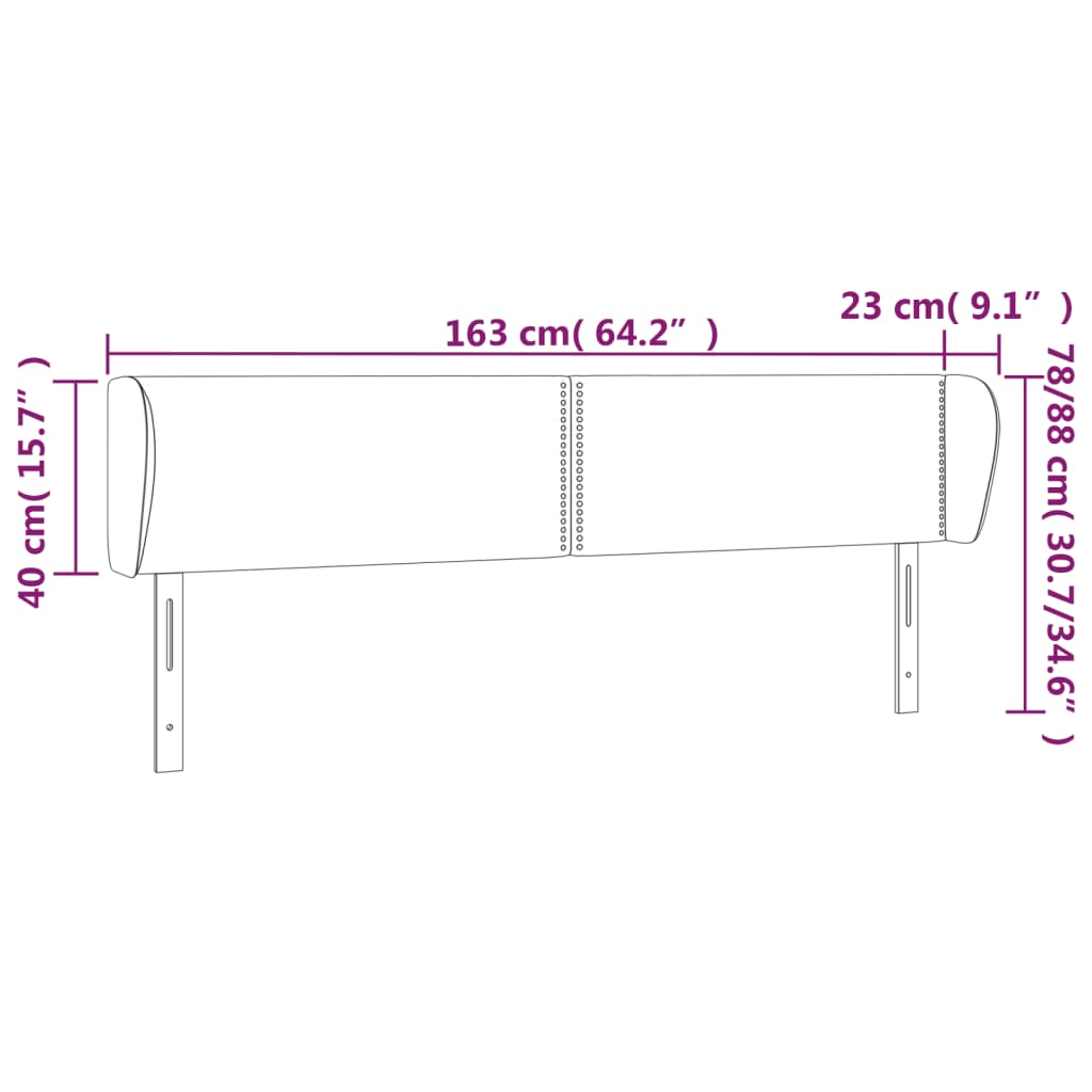 Κεφαλάρι με Πτερύγια Σκούρο Μπλε 163x23x78/88 εκ. Βελούδινο - PAKOBAZAAR