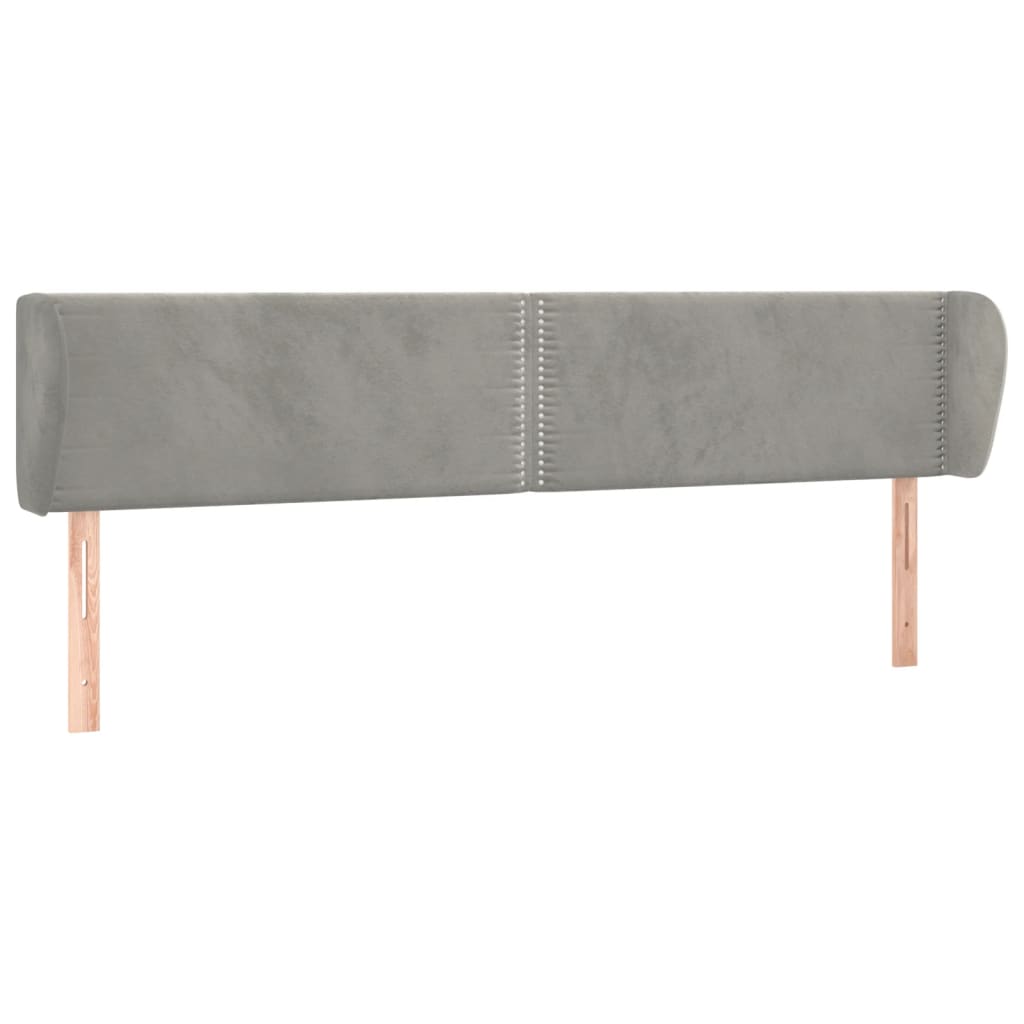 Κεφαλάρι με Πτερύγια Ανοιχτό Γκρι 183x23x78/88 εκ. Βελούδινο
