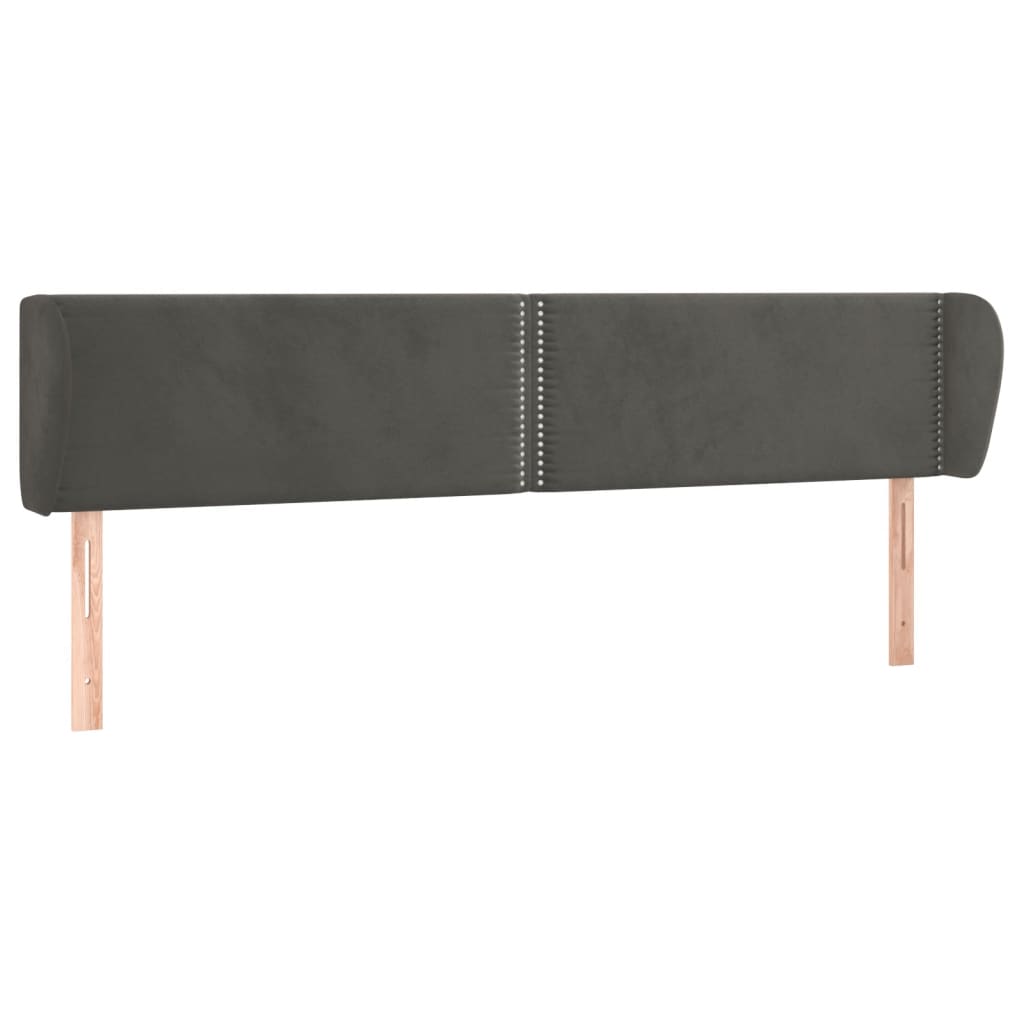 Κεφαλάρι με Πτερύγια Σκούρο Γκρι 183x23x78/88 εκ. Βελούδινο - PAKOBAZAAR