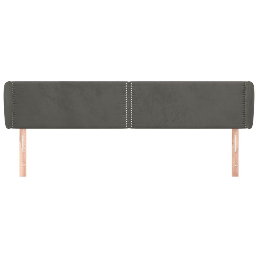 Κεφαλάρι με Πτερύγια Σκούρο Γκρι 183x23x78/88 εκ. Βελούδινο - PAKOBAZAAR
