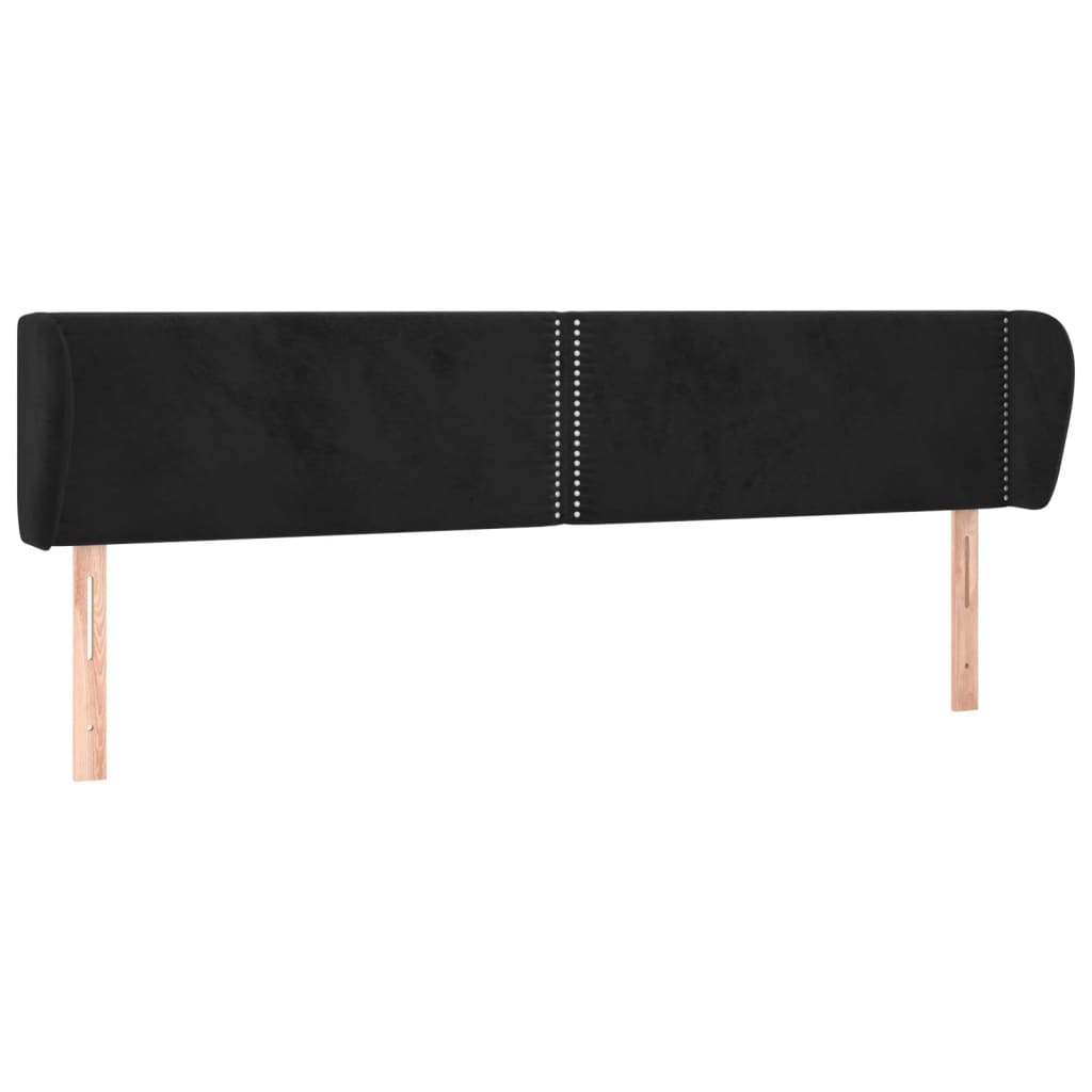 Κεφαλάρι με Πτερύγια Μαύρο 183x23x78/88 εκ. Βελούδινο - PAKOBAZAAR