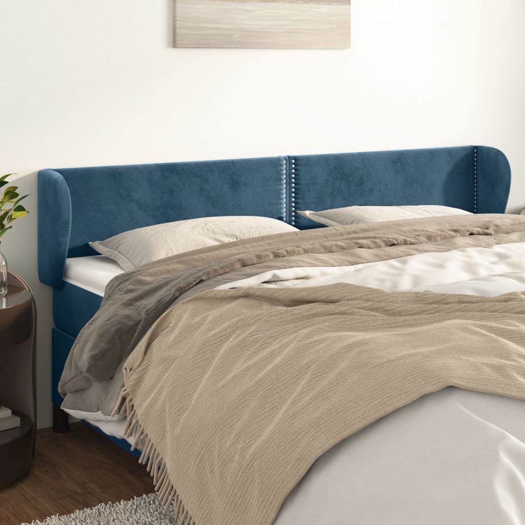 Κεφαλάρι με Πτερύγια Σκούρο Μπλε 183x23x78/88 εκ. Βελούδινο - PAKOBAZAAR