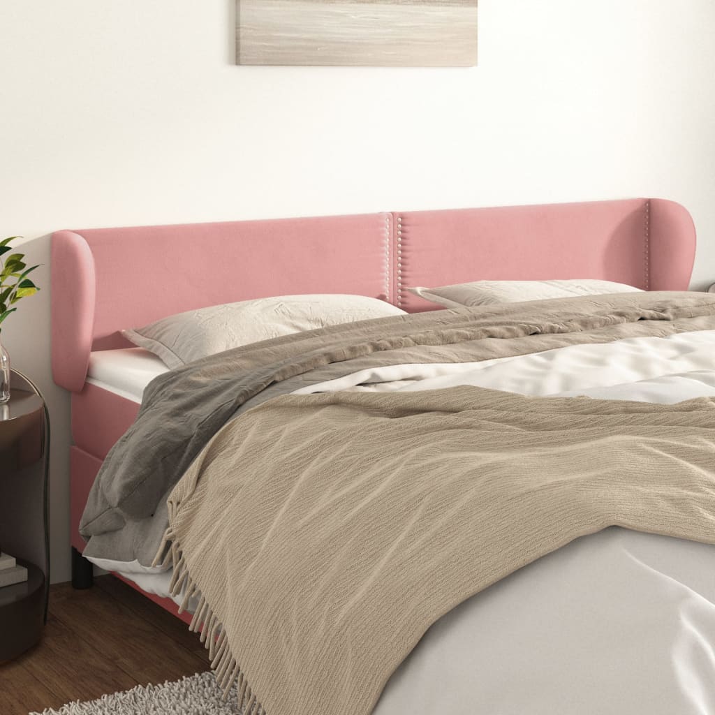 Κεφαλάρι με Πτερύγια Ροζ 183x23x78/88 εκ. Βελούδινο - PAKOBAZAAR