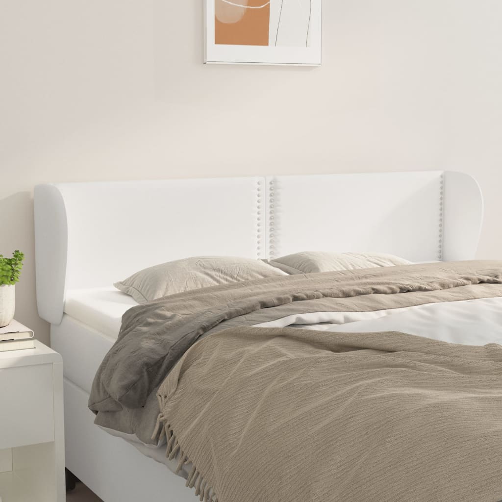 Κεφαλάρι με Πτερύγια Λευκό 147 x 23 x 78/88 εκ. Συνθετικό Δέρμα - Pakobazaar