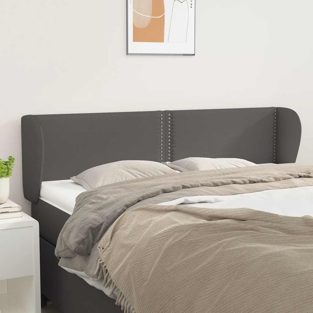 Κεφαλάρι με Πτερύγια Γκρι 147x23x78/88 εκ. Συνθετικό Δέρμα - PAKOBAZAAR