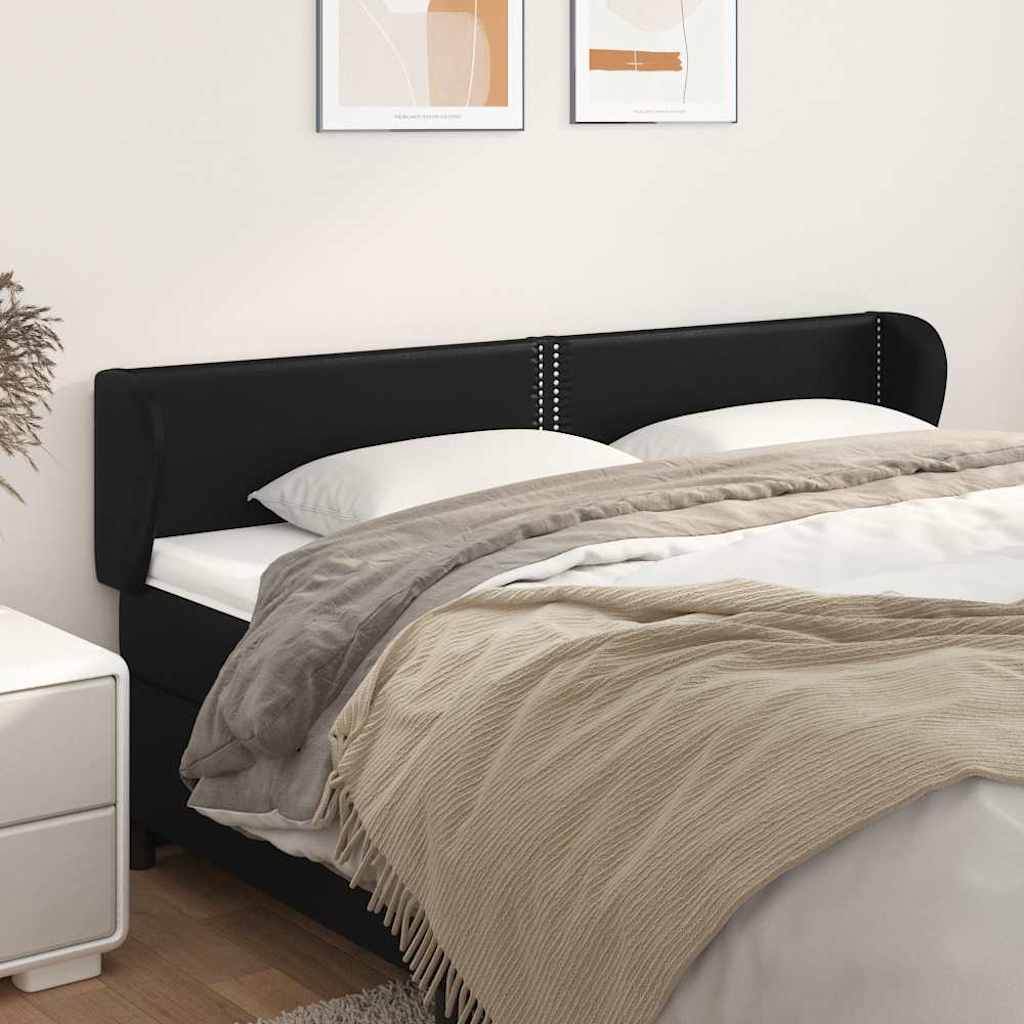 Κεφαλάρι με Πτερύγια Μαύρο 163x23x78/88 εκ. Συνθετικό Δέρμα