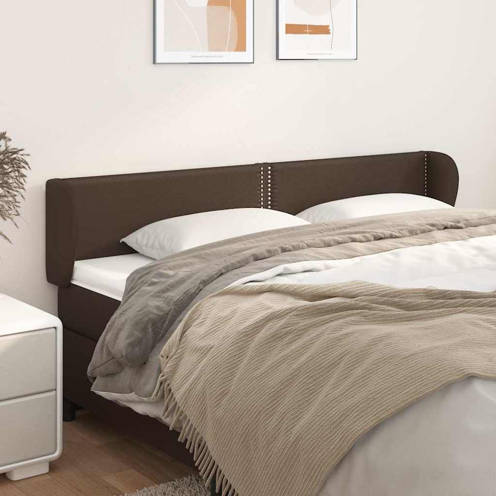 Κεφαλάρι με Πτερύγια Καφέ 163x23x78/88 εκ. Συνθετικό Δέρμα - Pakobazaar