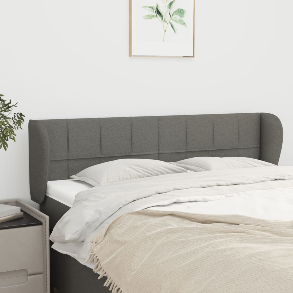 Κεφαλάρι με Πτερύγια Σκούρο Γκρι 147 x 23 x 78/88εκ. Υφασμάτινο - PAKOBAZAAR