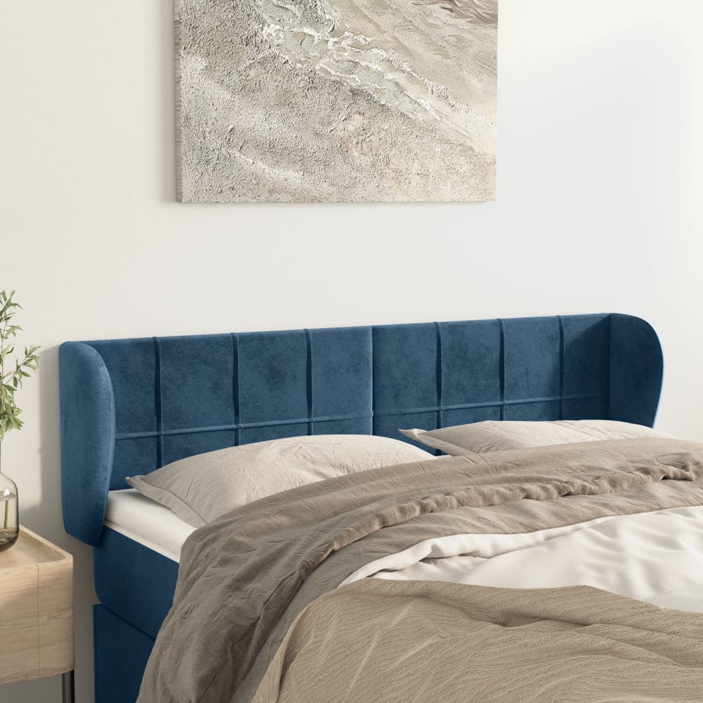 Κεφαλάρι με Πτερύγια Σκούρο Μπλε 147x23x78/88 εκ. Βελούδινο - PAKOBAZAAR